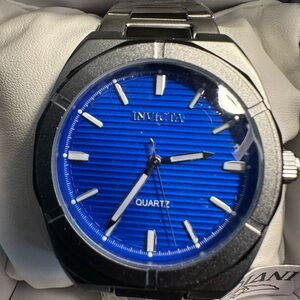 Invicta Silver and Blue Dial Quartz Watch